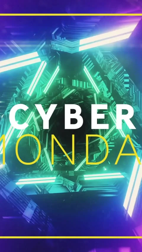 Animation of cyber monday text over neon pattern background Stock Footage 341659759
