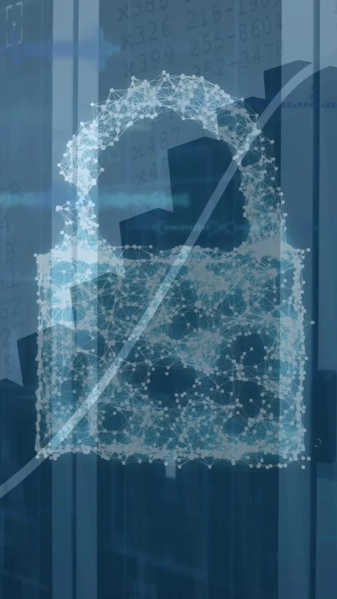 Animation of cyber security concept icons and statistical data processing Stock Footage 344706215