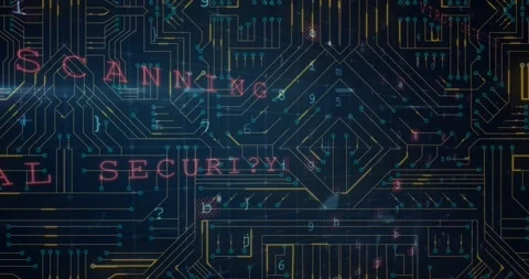 Animation of cyber security data processing over microprocessor connections Vídeo Stock 203883002