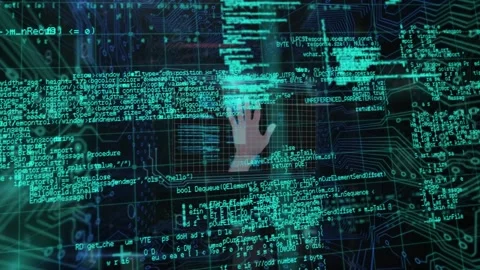 Animation of cyber security data processing over microprocessor connections on Video stock 204769598