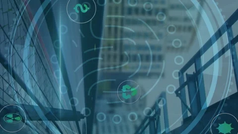 Animation of cyber security data processing over train platform 動画素材 312504656