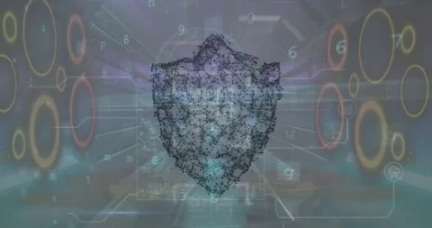 Animation of cyber security data processing and security padlock against tunnel Stock Footage 326889579