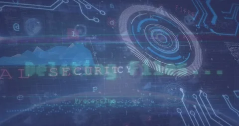 Animation of cyber security data processing and microprocessor connections Video stock 328257167