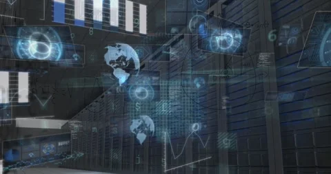 Animation of cyber security data processing and mathematical equations against Stock Footage 329225939