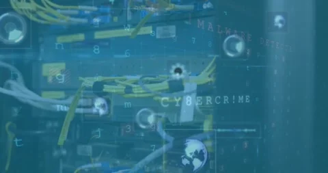 Animation of cyber security data processing against close up of a computer Stock Footage 329418184