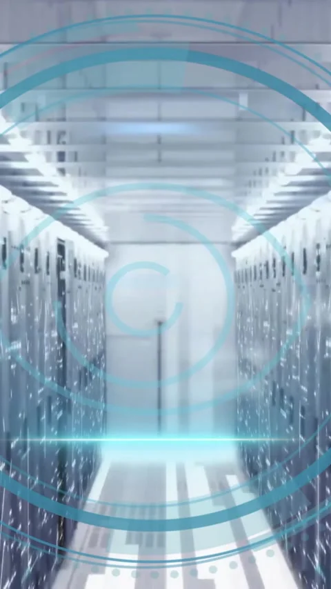 Animation of cyber security data processing over computer servers Stock Footage 342811489