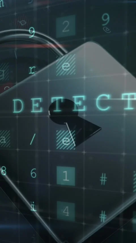 Animation of cyber security data processing over security padlock icon against Stock Footage 344557834