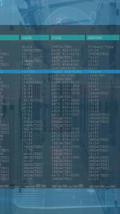 Animation of cyber security data processing against computer server room Stock Footage 344722777