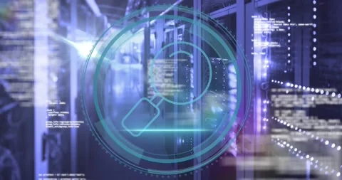 Animation of cyber security text and mag... | Stock Video | Pond5