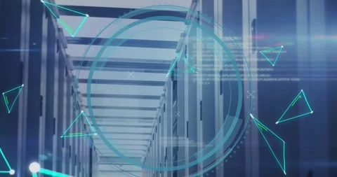 Animation of cyber security text banner, plexus networks and data processing Vidéo 329854584