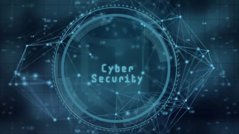 Animation of cyber security text over round scanner, data processing against Stock Footage 330061029