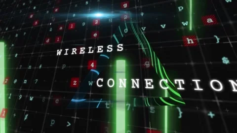 Animation of cyberattack over neon shapes on black background Video stock 167004810