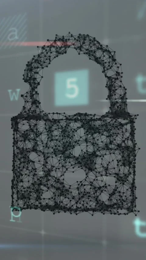 Animation of cyberattack text, data processing over security padlock Stock Footage 342033844