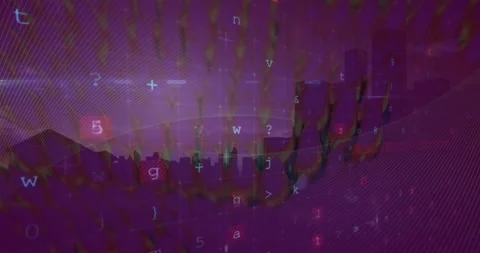 Animation of cyberattack warning and shapes over cityscape Stock Footage 327526695