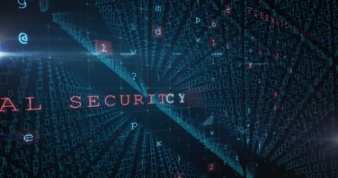 Animation of cybercrime warning text changing and binary coding Stock Footage 147629474