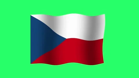 Animation Czech flag on green background. Stock Footage 199168334