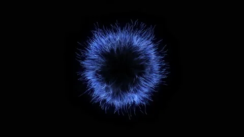 Animation. Dark blue particles explosion. Bokeh lights. Shockwave circle. Stock Footage 149896747