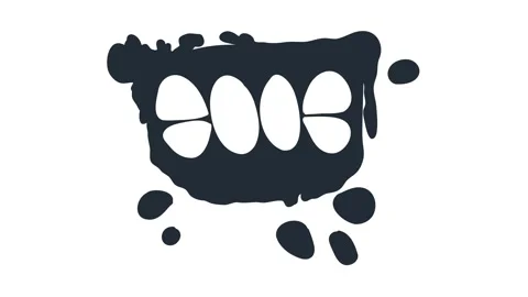 Animation of dark ink splatter with white teeth shapes Stock Footage 348194343