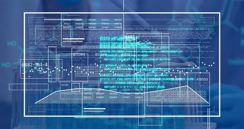 Animation of data on digital screen on b... | Stock Video | Pond5