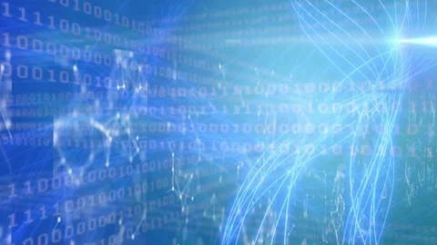 Animation of data, lights, binary code and connections Stock Footage 327957823