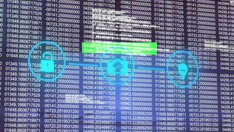 Animation of data, lights, numbers and tech icons Stock Footage 330113637