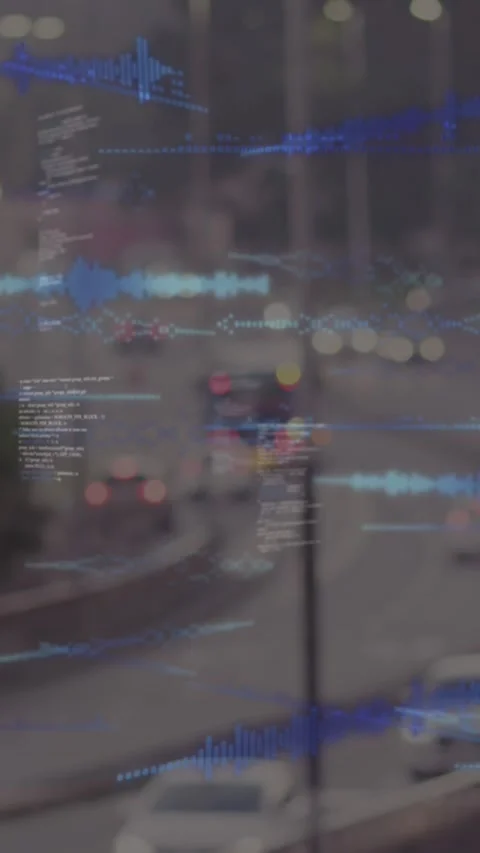 Animation of data processing against aerial view of city traffic Stock Footage 344244024