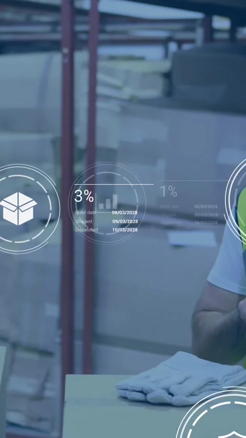 Animation of data processing against caucasian male worker using tablet checking Stock Footage 344723517