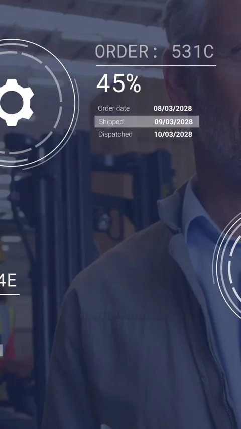 Animation of data processing against caucasian male supervisor talking on Stock Footage 344783826