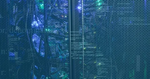 Animation of data processing against close up of a computer server Stock Footage 327200274