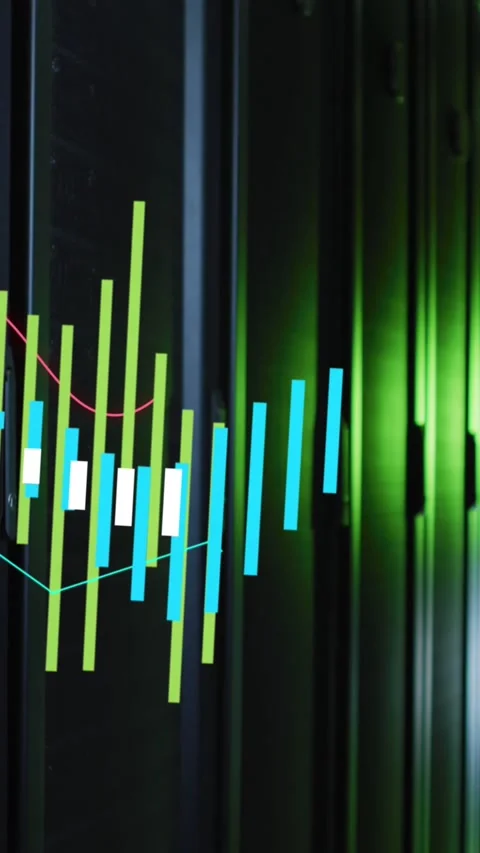 Animation of data processing against computer server room Stock Footage 343828803