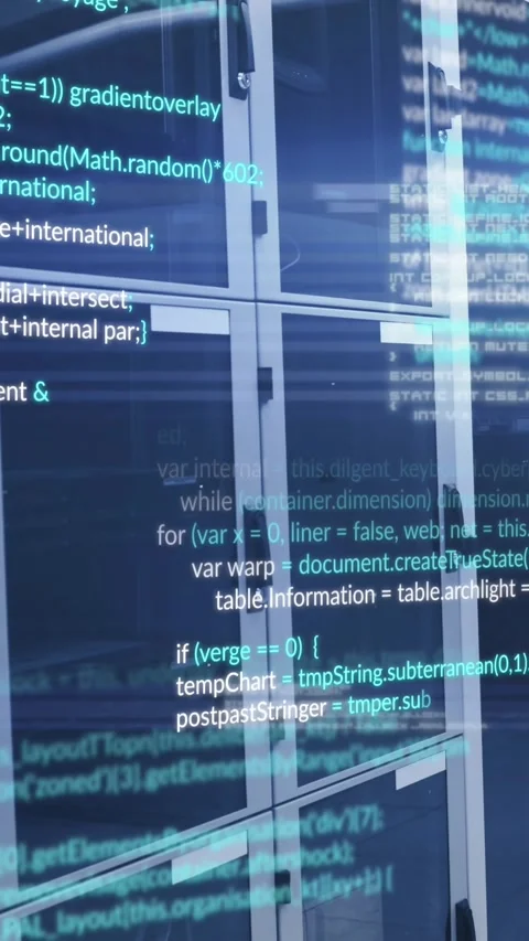 Animation of data processing against computer server room Stock Footage 344556947