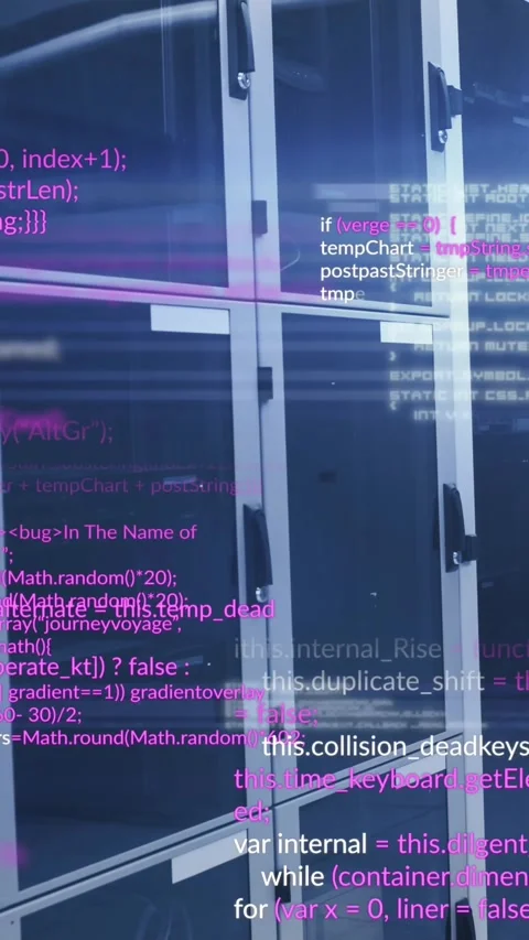 Animation of data processing against computer server room Stock Footage 344556951