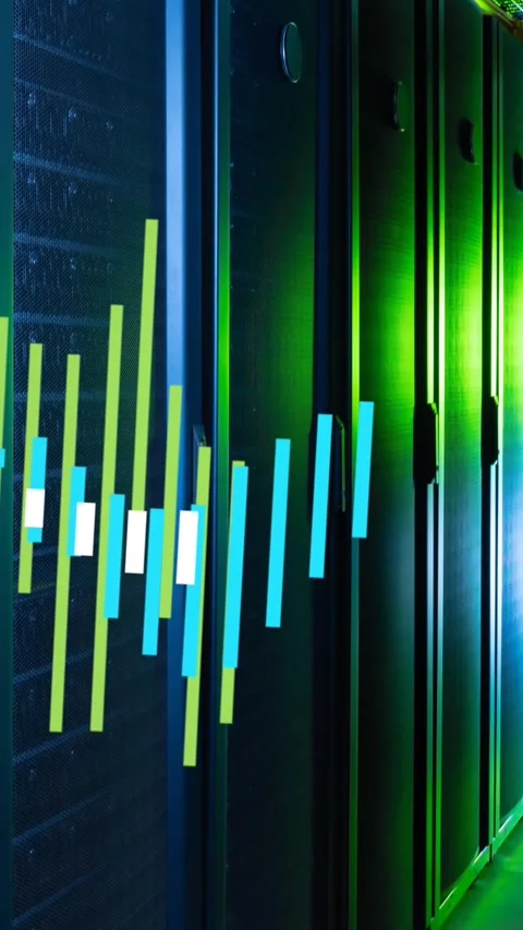 Animation of data processing against computer server room Stock Footage 344637020