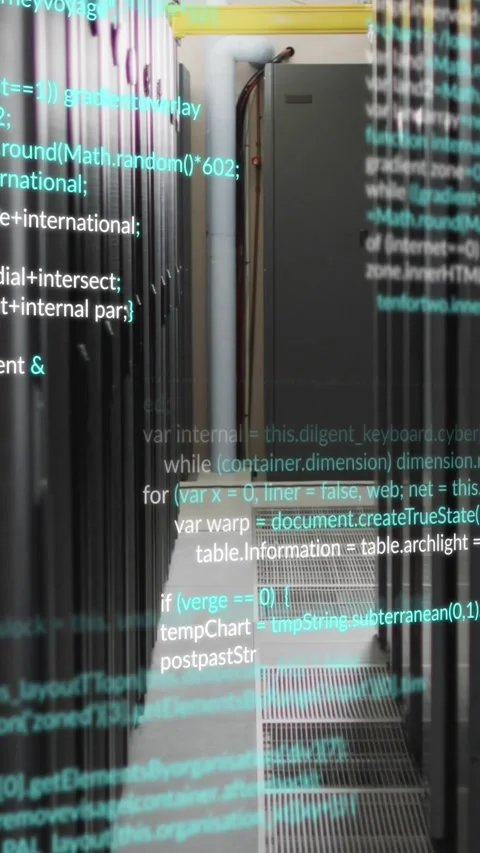 Animation of data processing against computer server room Stock Footage 344803210