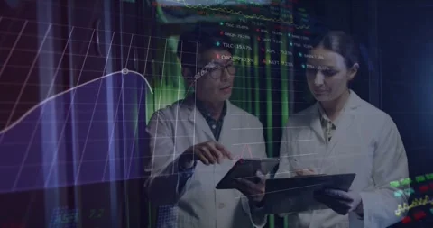 Animation of data processing against diverse male and female engineers Stock Footage 326422329
