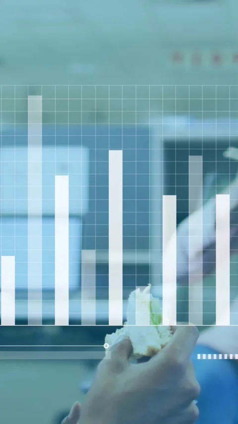 Animation of data processing against diverse man and woman discussing while Stock Footage 344723496