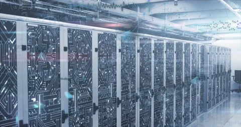 Animation of data processing against microprocessor connections over computer Vídeo Stock 233226272