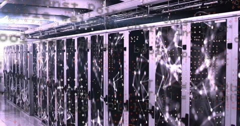 Animation of data processing against network of connections against computer Stock Footage 328601092