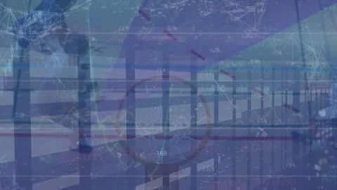 Animation of data processing against overhead view of male basketball players Stock Footage 327846253