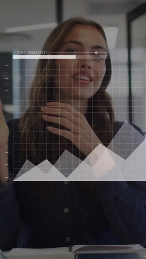 Animation of data processing against portrait of caucasian woman talking on Stock Footage 344766322