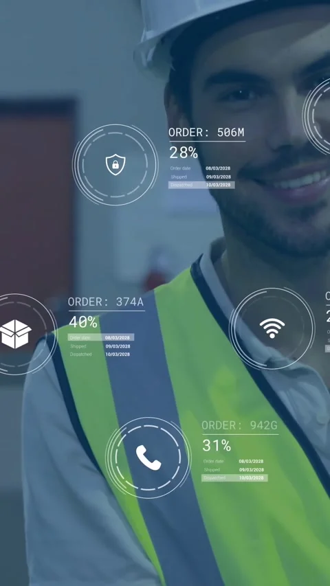 Animation of data processing against portrait of caucasian male worker smiling Stock Footage 344775207