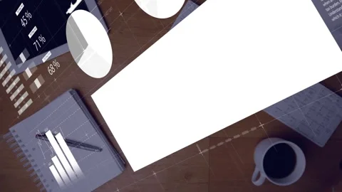 Animation of data processing against smartphone falling over office equipment on Stock Footage 329972118