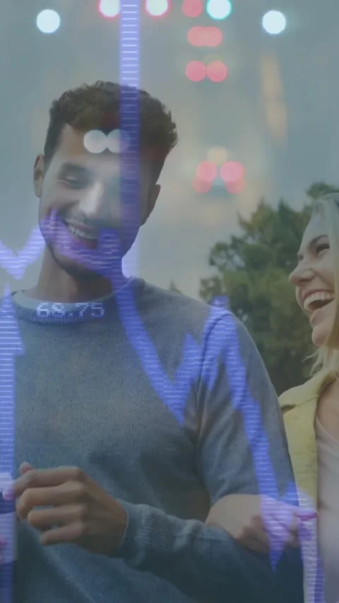 Animation of data processing and arrows over caucasian couple Stock Footage 344746212