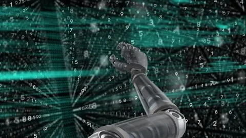 Animation of data processing and binary coding over grid Stock Footage 201537172