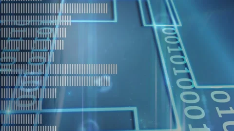 Animation of data processing and binary coding on screen over planet earth Stock Footage 208274043