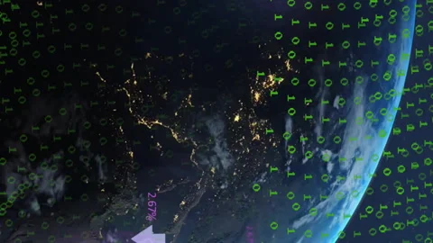 Animation of data processing and binary coding over globe Stock Footage 312355075