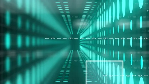 Animation of data processing and binary coding over grid Stock Footage 312609202