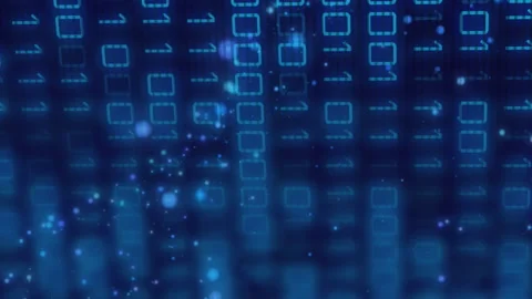 Animation of data processing and binary coding on black background Video stock 312696574