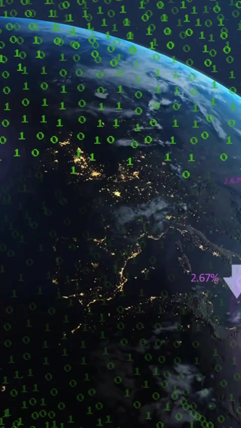 Animation of data processing and binary coding over globe Stock Footage 320589703