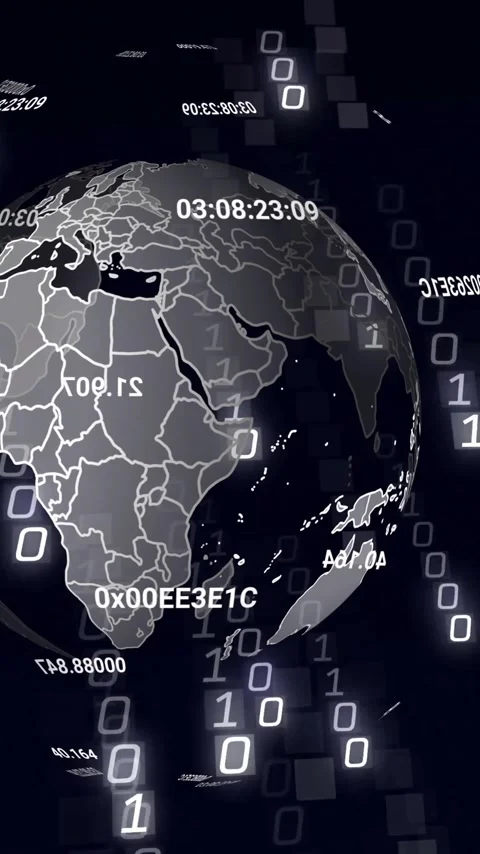 Animation of data processing and binary coding over globe Stock Footage 323340194